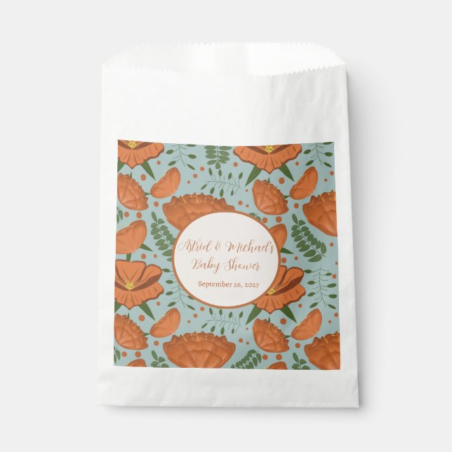 Wildflower Orange Poppy Baby Shower Favor Bag (Front)