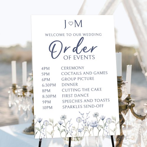 Wildflower Order of events Wedding sign poster
