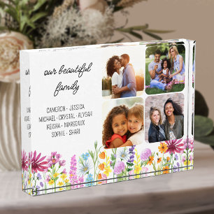 Wildflower Our Family First Names and 4 Photo Block