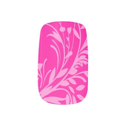 Wildflower outline damask style hot pink nails minx nail wraps