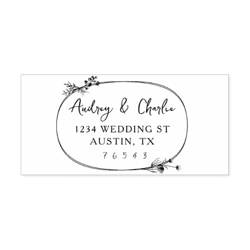 Wildflower Oval Wreath Address Self_inking Stamp