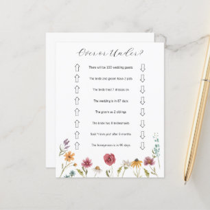 Wildflower Over or Under Bridal Shower Game