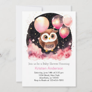Wildflower Owl Woodland Dream Girl Baby Shower Invitation