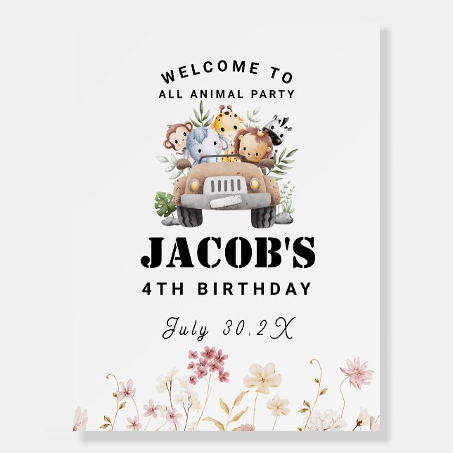 Wildflower Party Animal Birthday Party Welcome  Foam Board (Front)