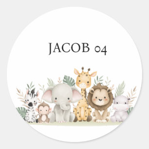 Wildflower Party Animal Safari Birthday Party Classic Round Sticker
