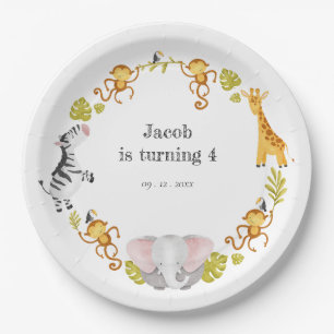 Wildflower Party Animal Safari Kids Birthday Party Paper Plates