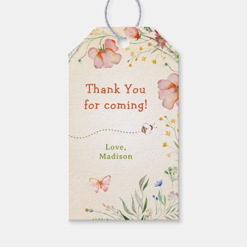 Wildflower Party Birthday Bridal Shower Thank You Gift Tags