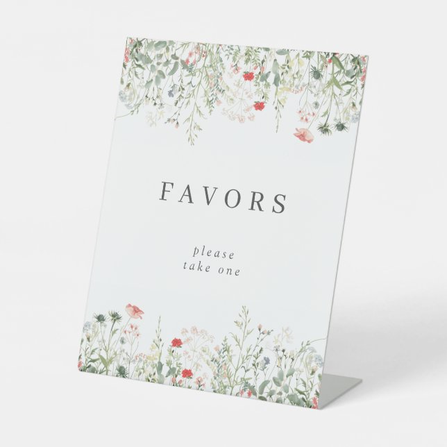 Wildflower Party Favors Pedestal Sign (Front)