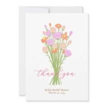 Wildflower Pastel Bridal Shower Custom Thank You
