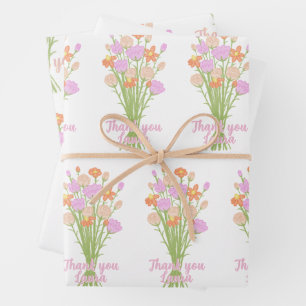 Wildflower Pastel Bridal Shower Custom Thank You Wrapping Paper Sheets