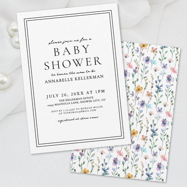 Wildflower Pastel Floral Baby Shower Invitation (Wildflower Pastel Botanical Floral Baby Shower Invitation)