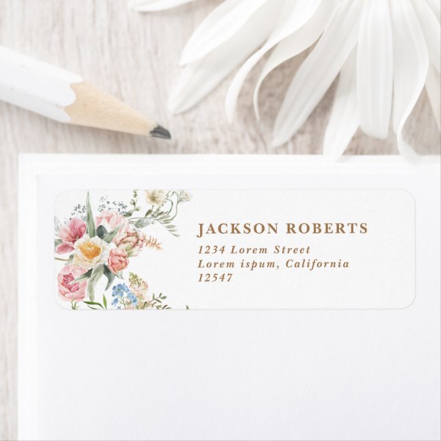 Wildflower pastel floral spring garden Wedding  Label (Insitu)