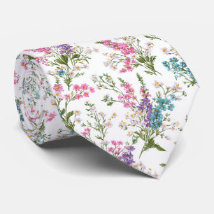 Wildflower Pastel Spring Floral Pattern Neck Tie
