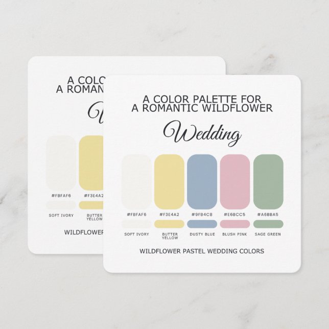 Wildflower Pastel Wedding Color Palette Card (Front/Back)
