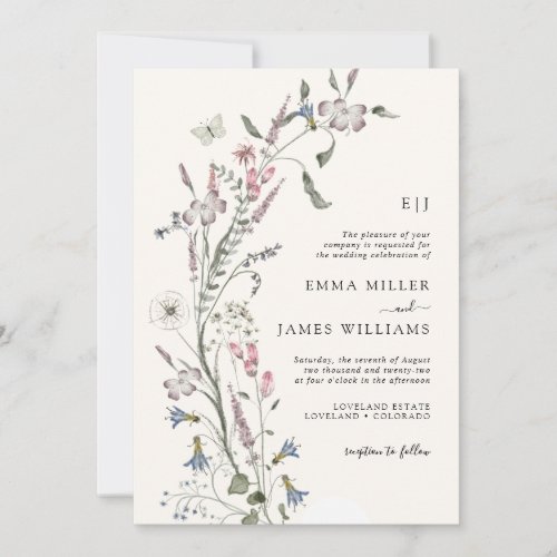 Wildflower Pastel Wedding Invitation