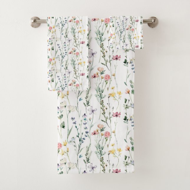 Wildflower Pattern Bath Towel Set (Insitu)