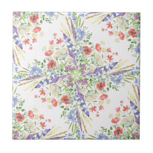 Wildflower Pattern Ceramic Tile