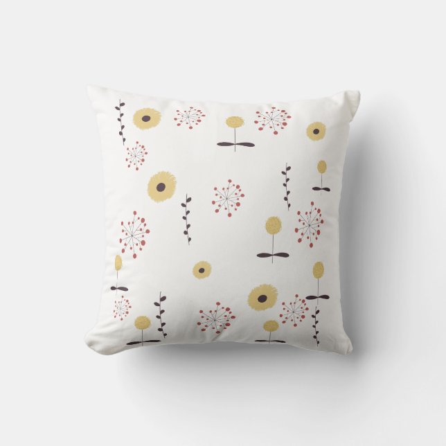 Wildflower Pattern Cozy  Throw Pillow (Front)