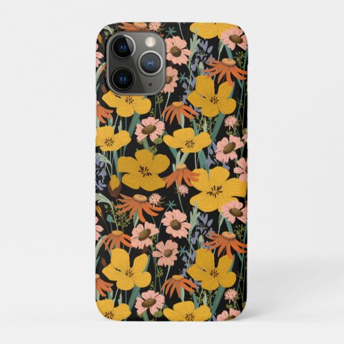 Wildflower Pattern Dark iPhone 11 Pro Case