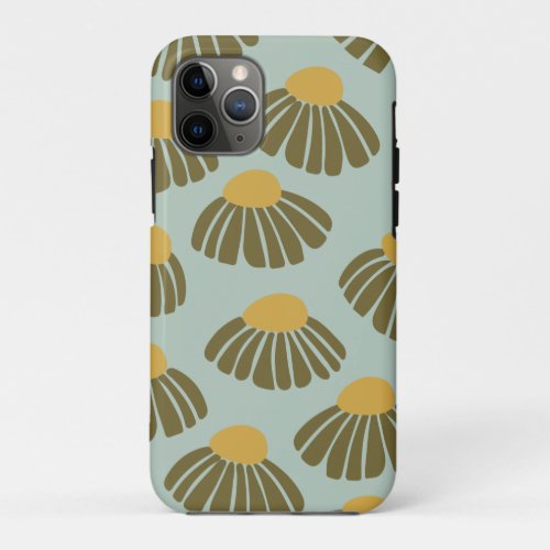 Wildflower Pattern  Floral Artwork in Autumn Teal iPhone 11 Pro Case