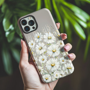Wildflower Pattern on Beige iPhone 15 Pro Max Case