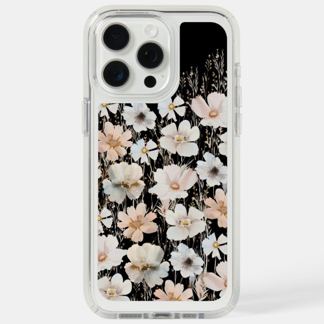 Wildflower Pattern on Black Speck iPhone Case (Front (White Titanium))