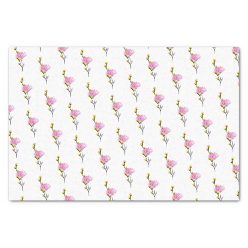Wildflower Pattern Pink and Yellow Simple Floral Tissue Paper