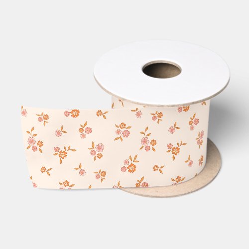 Wildflower Pattern Satin Ribbon