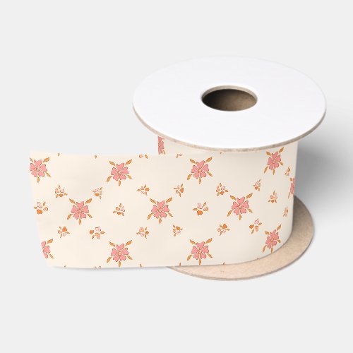 Wildflower Pattern Satin Ribbon