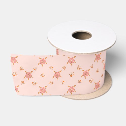 Wildflower Pattern Satin Ribbon