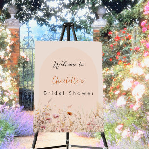 Wildflower peach arch bridal shower welcome foam board