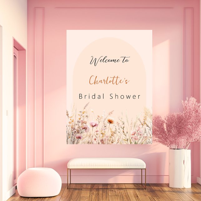 Wildflower peach arch bridal shower welcome poster (Creator Uploaded)