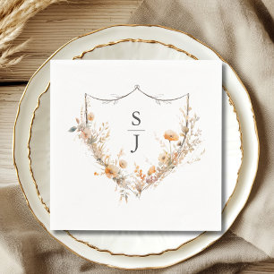 Wildflower Peach Floral Wedding Napkins