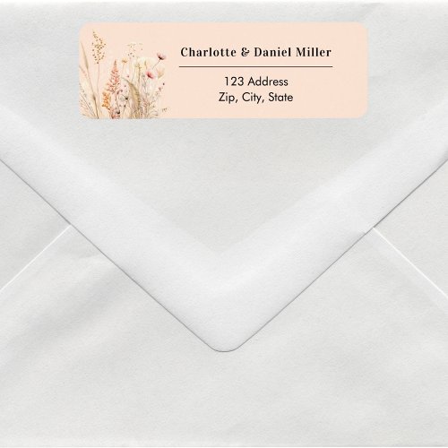 Wildflower peach pink return address label