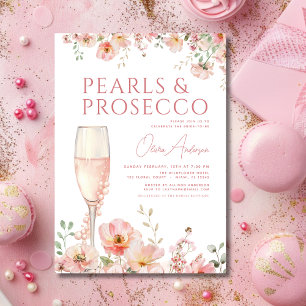 Wildflower Pearls & Prosecco Blush Bridal Shower  Invitation