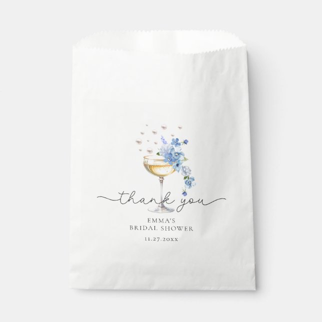 Wildflower Pearls Prosecco Bridal Shower Thank You Favor Bag (Front)