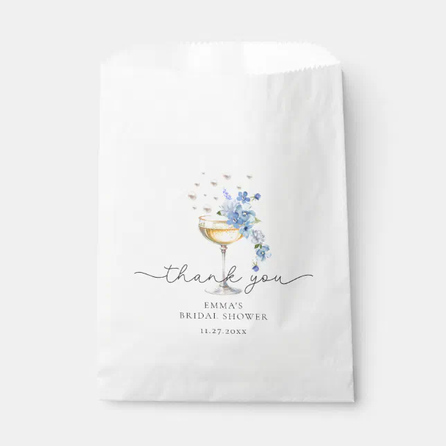 Wildflower Pearls Prosecco Bridal Shower Thank You Favor Bag | Zazzle