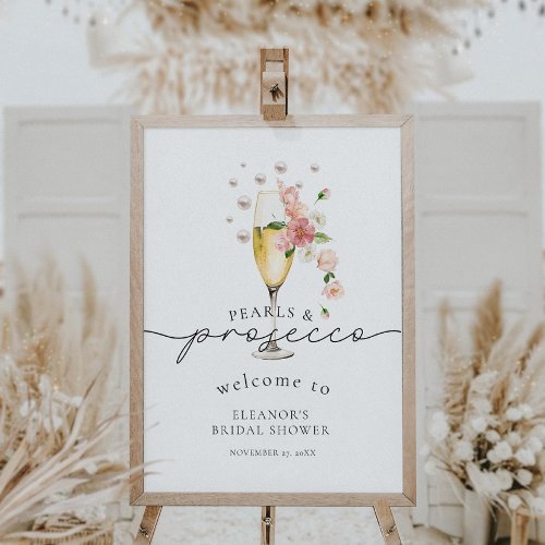 Wildflower Pearls  Prosecco Bridal Shower Welcome Poster