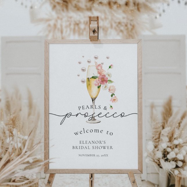 Wildflower Pearls & Prosecco Bridal Shower Welcome Poster (Creator Uploaded)
