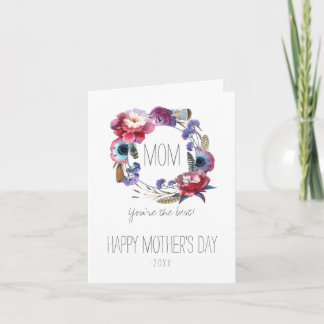 Wildflower Peony Floral with Feathers Mother's Day Card