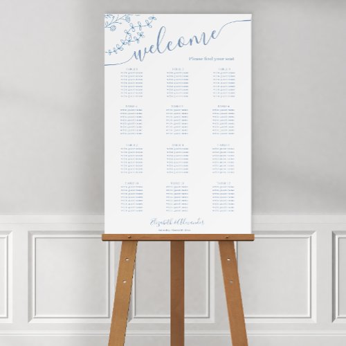 Wildflower Periwinkle 12 Table Wedding Sign