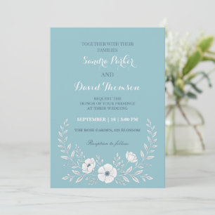 wildflower periwinkle blue elegant boho wedding invitation