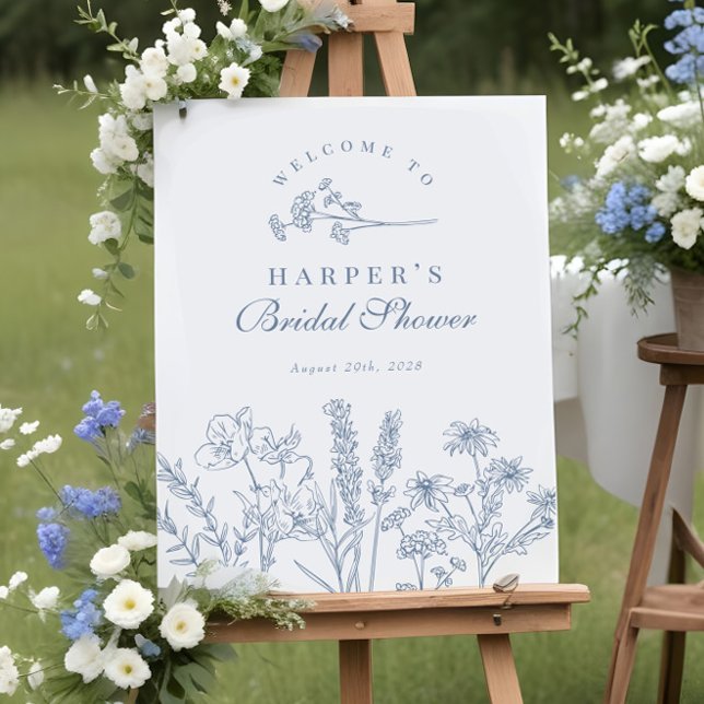 Wildflower Periwinkle Bridal Shower Welcome Sign (Creator Uploaded)