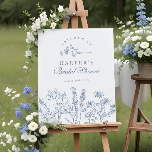 Wildflower Periwinkle Bridal Shower Welcome Sign