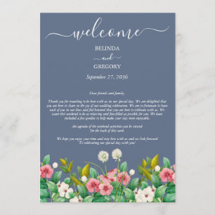 Wildflower Periwinkle Dusty Blue Wedding Itinerary Program