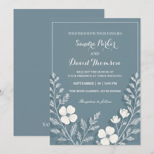 wildflower periwinkle elegant boho wedding invitation