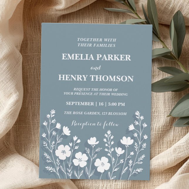 wildflower periwinkle elegant boho wedding  invitation (Creator Uploaded)
