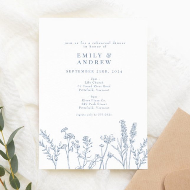 Wildflower Periwinkle Rehearsal Dinner Invitation (Creator Uploaded)