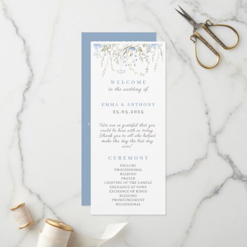 Wildflower Periwinkle Wedding Ceremony  Program