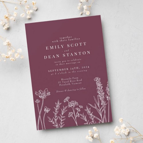 Wildflower Periwinkle Wedding Invitation